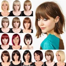 Fashion Bob Wig With Bangs Women Short Straight Heat Resistant Hair Wig Brown Ch