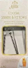 Abode Cocktail Stirrers and Ice Tongs Everyone Can Enjoy Lot of 3