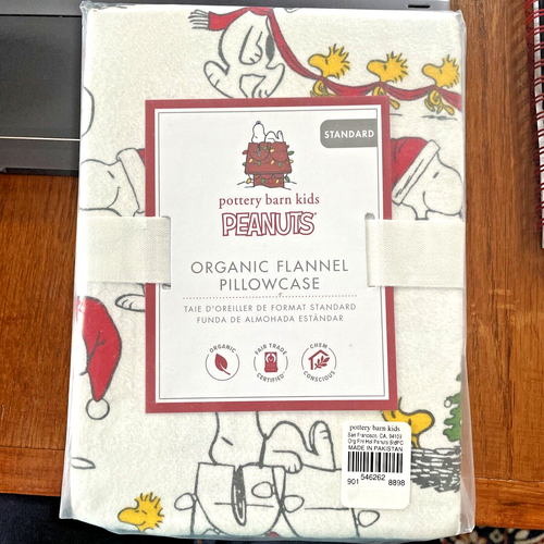Pottery Barn Snoopy Peanuts pillowcase dog Holiday Christmas tree party gift kid eBay