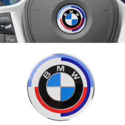 1pc 47mm 50-jähriges Jubiläum Blau Lenkrad Abzeichen für BMW Emblem 3 5 7er E46