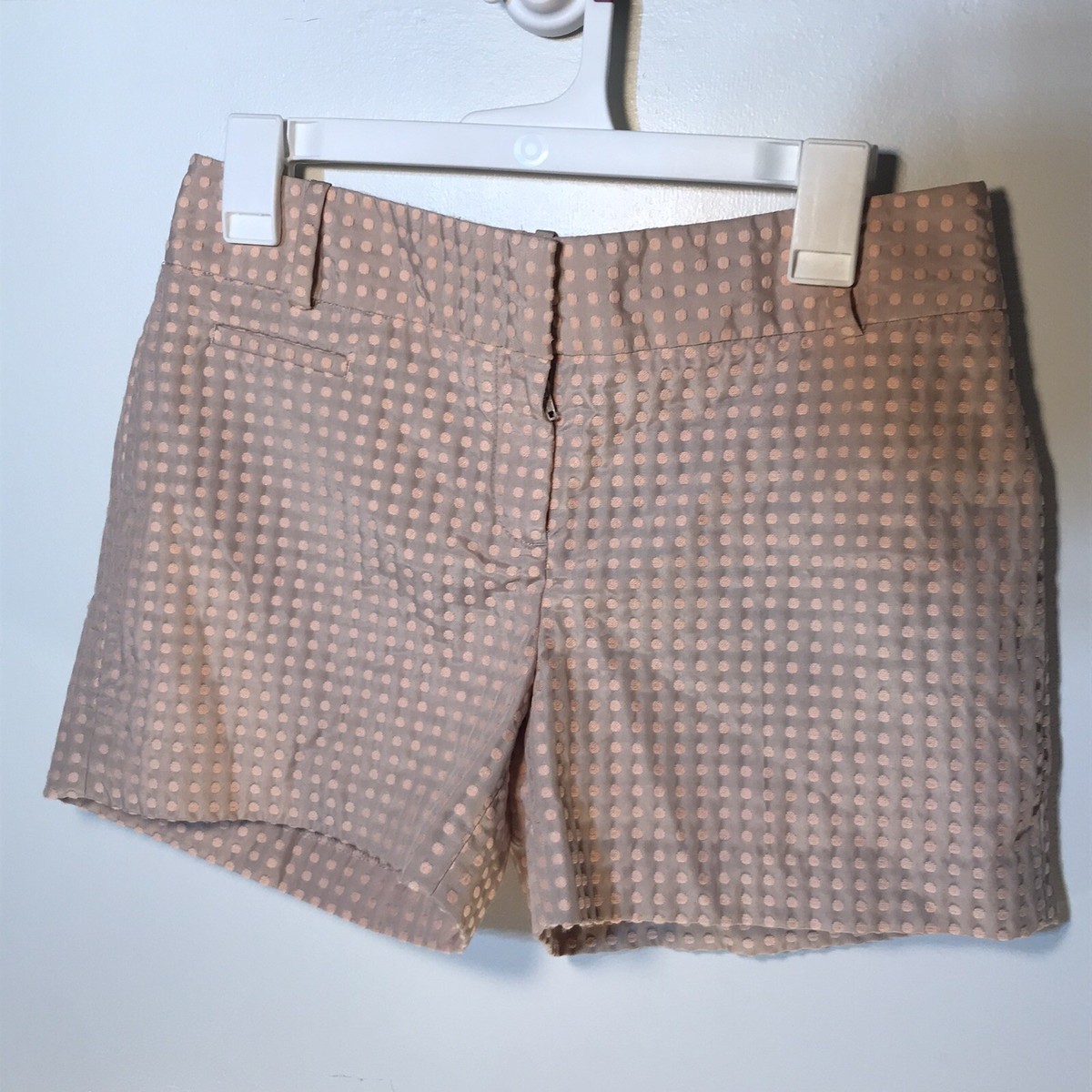Ann Taylor Loft Marisa Taupe W-Pink Polka Dots Chino Shorts