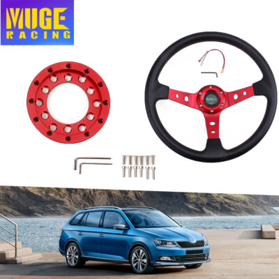 14'' Red Steering Wheel with Wheel Adapter Plate For Logitech G25 G27 G29 G920