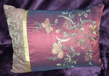 Taurus home decorative Pillow Embroidered brocadel beaded burgandy orange