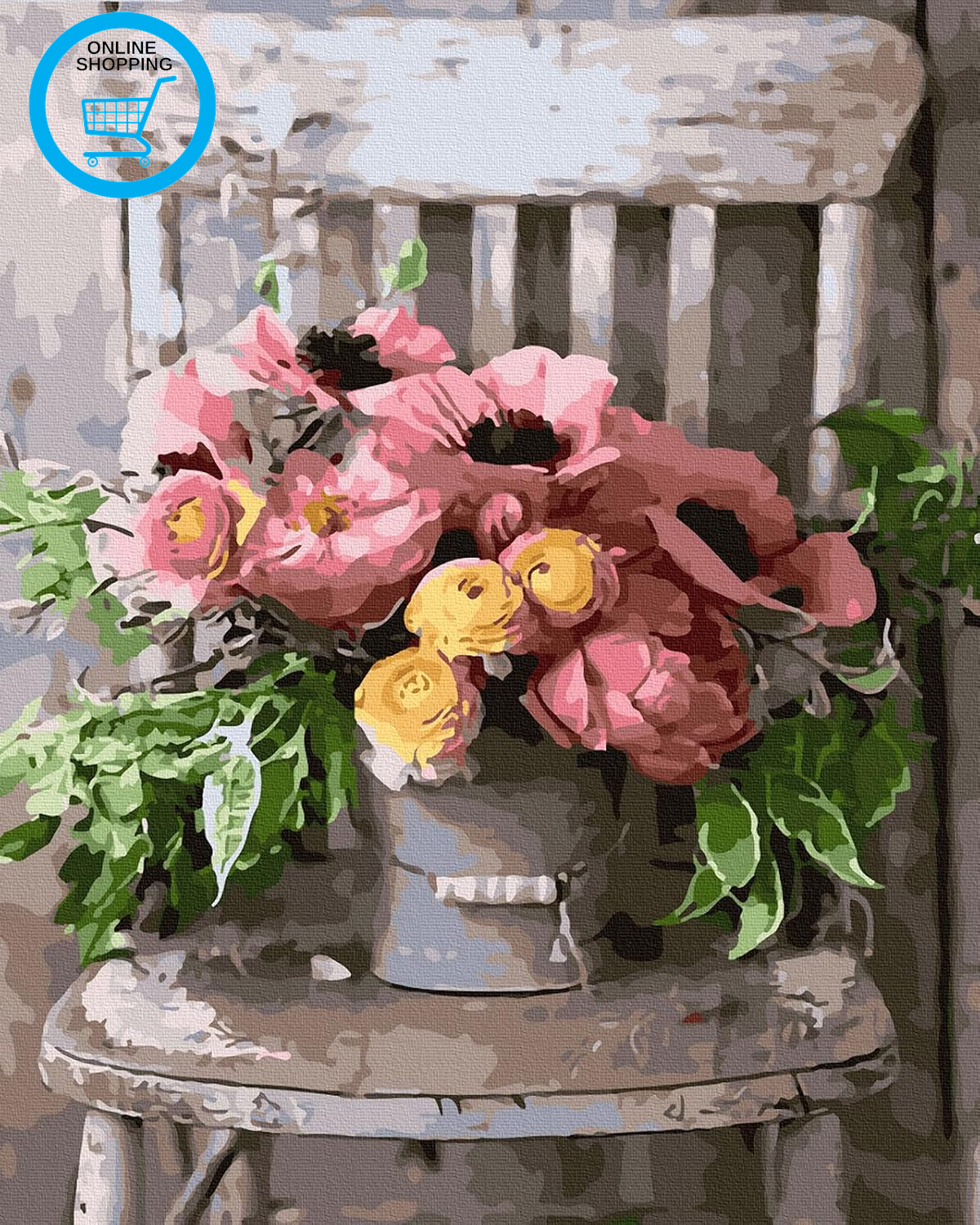 Paint by Numbers for Adults, DIY Oil Painting Paint by Number Kit - Flowers on C