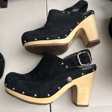 UGG Clogs size 7 Black Leather Slingback Clogs