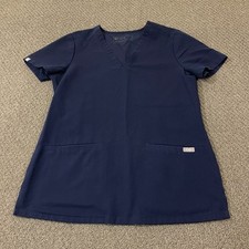 Figs Technical Collection Scrub Shirt Womens XS Medical Blue Pockets