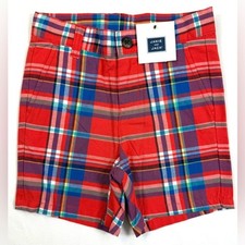 NWT JANIE AND JACK Boy Madras Plaid Shorts 18-24M Classic Preppy Cottagecore NEW