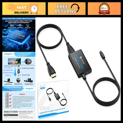 eARC Audio Extractor for HDTV - 192kHz Optical Adapter, Dolby 5.1, Easy Setup, 7