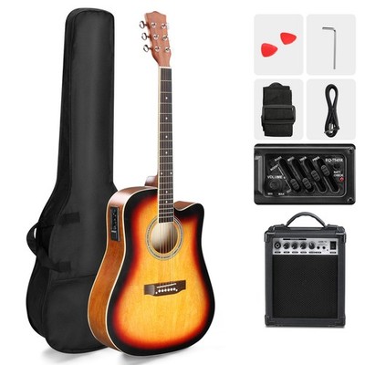 Ktaxon 41'' Full-Size Acoustic Guitar Kit, Cutaway Body w/ Digital Tuner