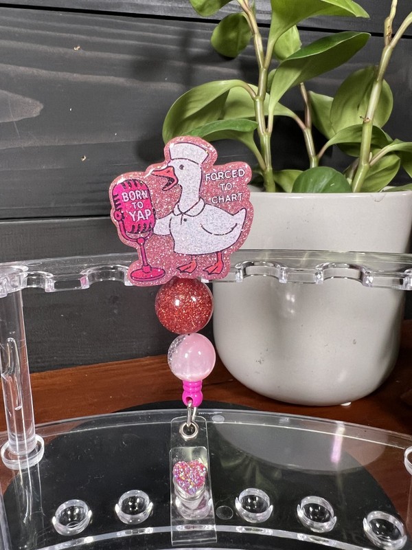 Hand Crafted  Badge Reel Retractable forced to chart￼