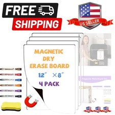 Magnetic Whiteboard for Fridge White Board 2"X8" 4 Pack Magnetic Dry Erase Bo...