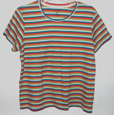 White Stag Women Shirt Sleeve T Shirt XL Cotton Striped