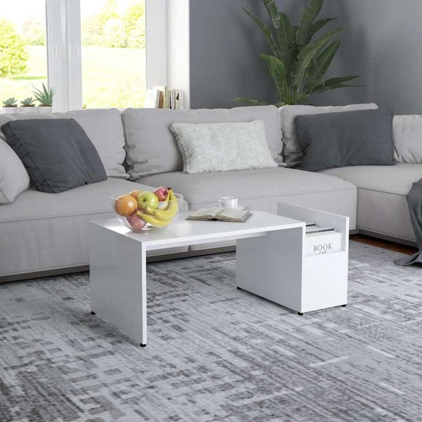 Couchtisch Weiß 90X45X35 Cm Holzwerkstoff-image