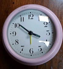 Small Pink Metal Quartz Clock With Alarm