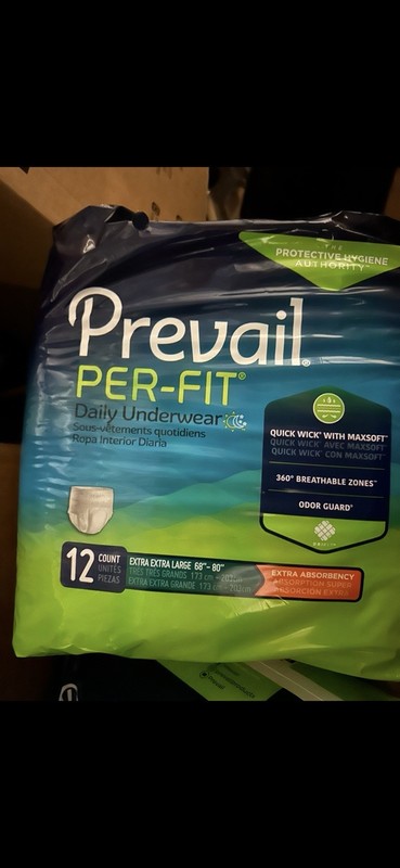 Prevail Per-Fit Daily Underwear XXL White Extra Absorbency Odor Guard 12ct
