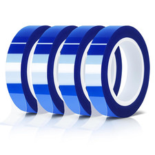 4 Rolls 10mm x16m 52FT Blue Heat Tape High Temperature Heat Resistant Tape H...