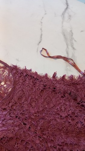 Beautiful Vintage Mauve ASOS midi Eyelash Lace Occasion Dress Size 20 Sheer Back - Picture 3 of 7
