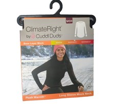 Climate Right Cuddl Duds Women Top Plush Warmth Long Sleeve Mock Neck Black S