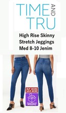 Time and Tru Women's High Rise Skinny Stretch Jeggings Medium 8-10 Jean Denim
