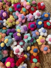 100 Handmade Crochet Multicolor Flower Applique Embellishment Craft