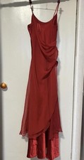Women American Vintage Dress Red Satin S