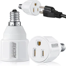 3 Prong Light Bulb Socket Adapter, Polarized Outlet, Light Socket to Plug Adapte