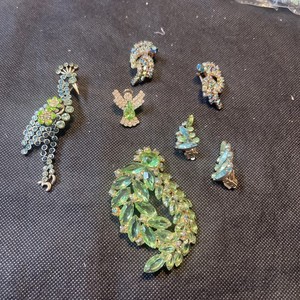 Vintage Costume Jewelry Pins And Earrings. Unique And Conversational