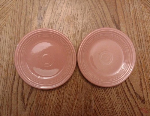 Set of 2 Fiesta Ware Rose Pink Color Salad Dessert Plates USA  7.25 " Diameter