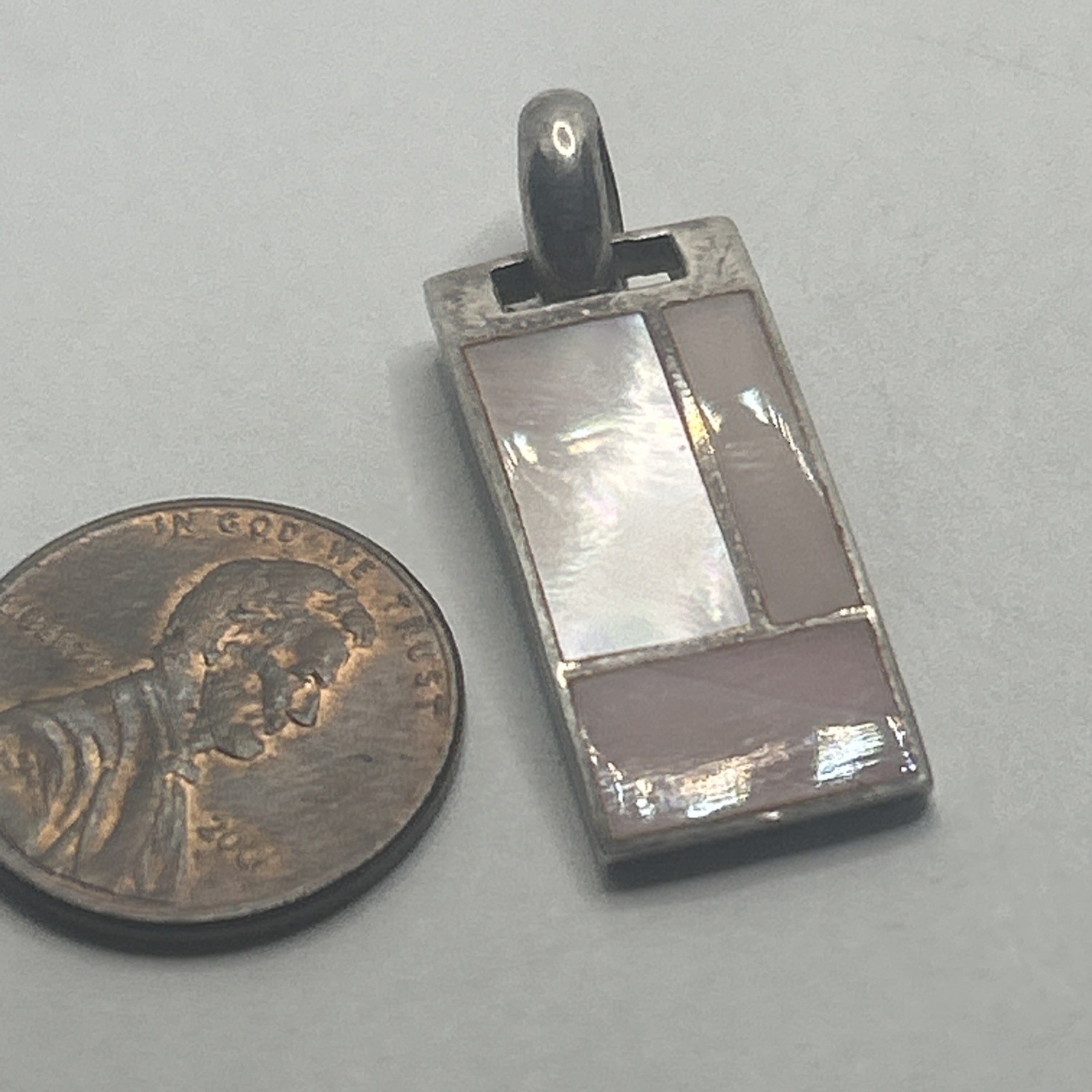 Sterling Silver Pearl  Pendant rectangular shaped… - image 6