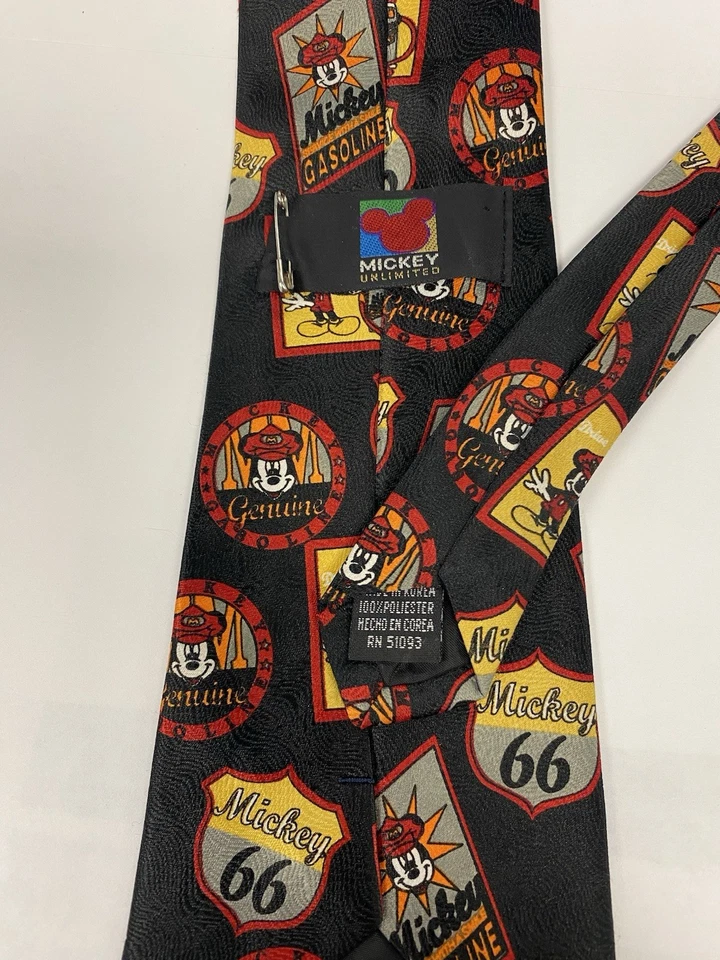 Винтажный галстук Mickey Unlimited Tie Gasoline Route 66 новинка Disney 90-е Americana - Изображение 2 из 4