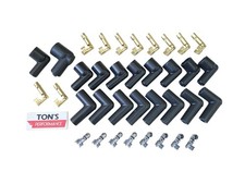 8 Cylinder V8 90 Deg Rubber Spark Plug Boot Kit Stainless Brass Ends Coil Wire