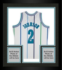 Framed Larry Johnson Hornets Signed Mitchell & Ness 1992-93 Swingman Jersey
