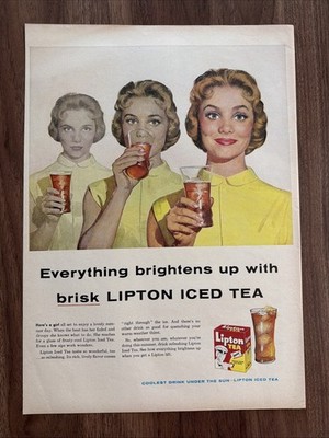 Lipton Iced Tea Tea Print Ad Brisk Everything Brightens Up Colorful Woman Smile