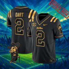 Jaxson Dart 2 Ole Miss Black Gold Stitched Jersey " ALL SIZES "
