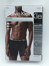 NEW 3 MENS CALVIN KLEIN RECYCLED MICROFIBER STRETCH BOXER BRIEFS MEDIUM
