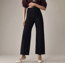 Maeve Anthropologie The Colette Crop Wide-Leg Pants Black Sz 24