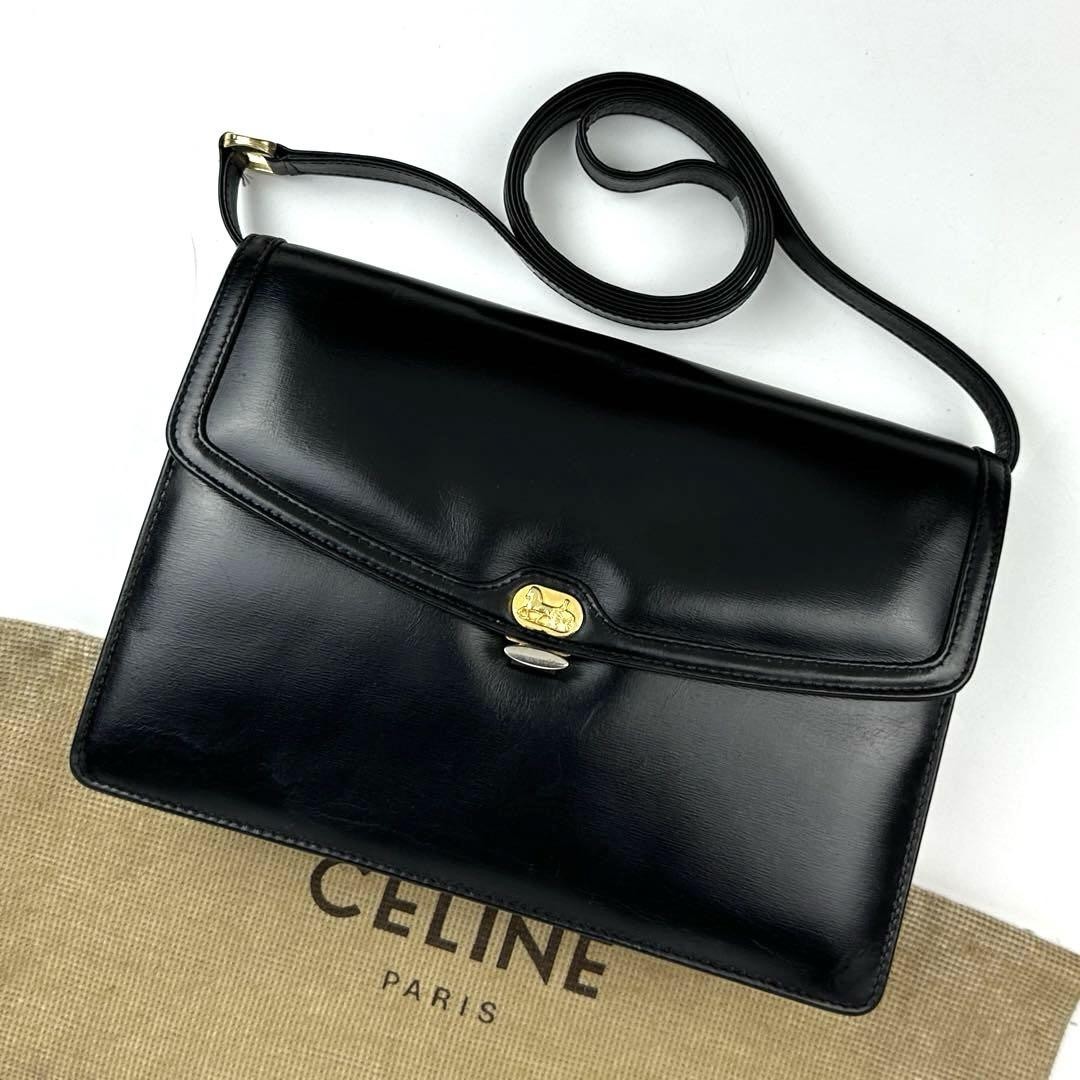 Celine Black Leather Shoulder Bag Authentic Model G07142010