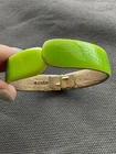vintage green enamel clamper bangle bracelet Signed Weiss Estate Costume Jewelry