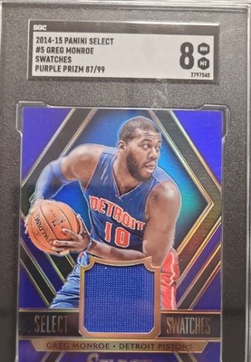 2014-15 Panini Select - Swatches Greg Monroe #5 Purple Prizm /99 (MEM)