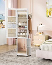 Image of Lockable LED Jewellery Cabinet Full Length Mirror 5 in 1 Storage Armoire 