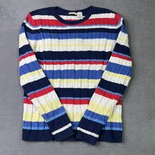 VTG Cherokee Sweater Womens Large Multicolor Stripe Cotton Cable Knit Australia
