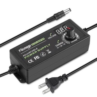 9V-24V 3A 72W Adjustable Power Adapter with LED Display, Multi-Voltage 100V-2...
