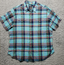 Vintage Polo Ralph Lauren Shirt Men XL Pearl Snap Button Up Western Cowboy Rodeo