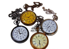 AURA 4x Vintage Elgin Brass Pocket Watches – Antique Collectible Set