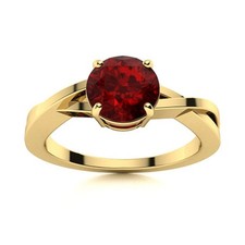 Round Garnet Stone 925 Sterling Silver Solitaire Mother Ring Jewelry