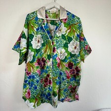 Vintage Victorias Secret Gold Label Floral Satin Pajama Top M/L Button-Up New