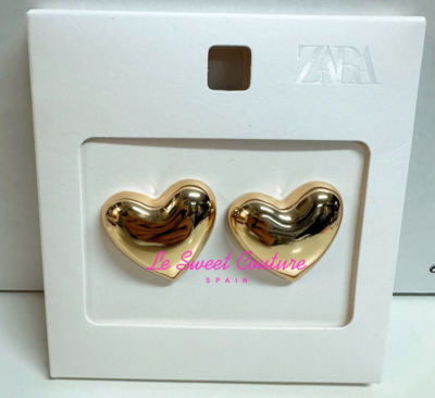 ZARA WOMAN NWT SS25 METAL HEART EARRINGS GOLDEN 4736/119/303