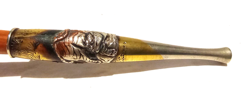 Antiguo Karako Tigre Kiseru Sagemono Japonés Latón Plata Era Meiji - Imagen 14 de 18