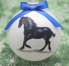 H542 Hand-made Christmas Ornament - horse - black percheron trotting
