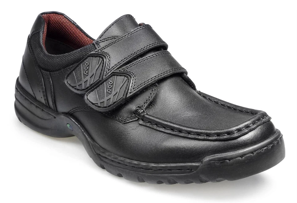 POD Eric Boys School Shoes Leather Hook and Loop Loafers